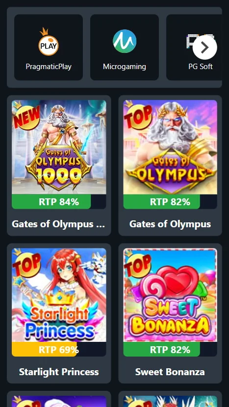 Contoh tampilan situs RTP Live Mahkota69